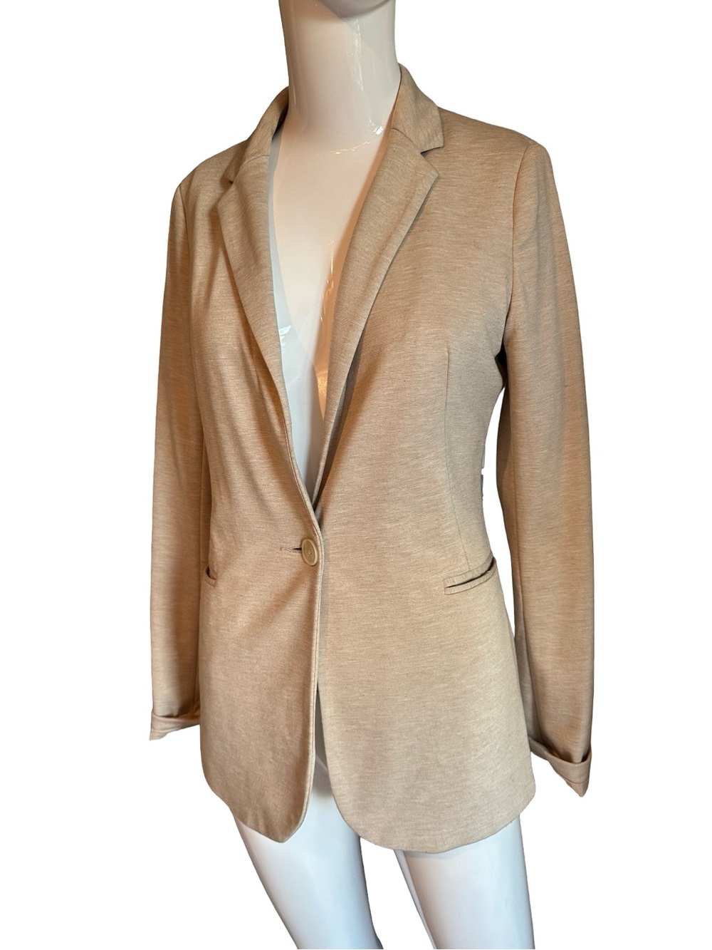 stradivarius Beige Single-Button Tailored Blazer
